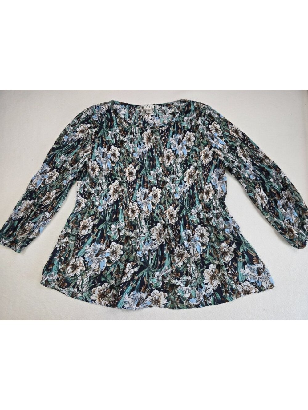 Spense XL Floral Print Long Sleeve Blouse Top